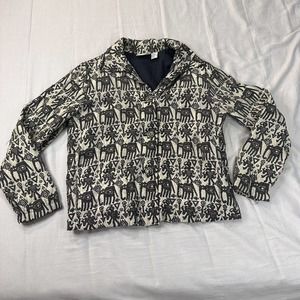Chicos Design Jacket Size 0 silky lined made in India Elephant Design